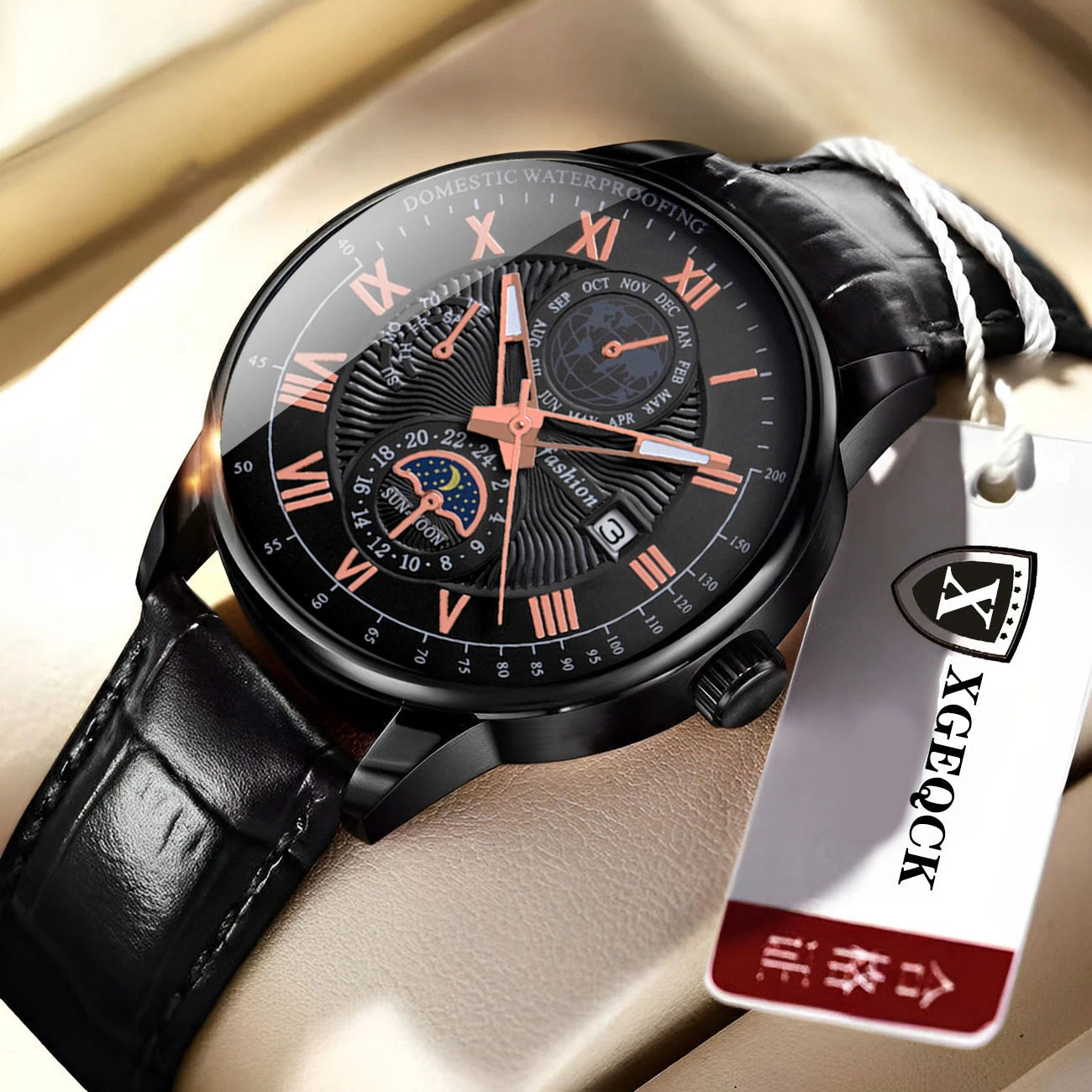 Luxury Sport Men's Wristwatch Waterproof Luminous Leather Date