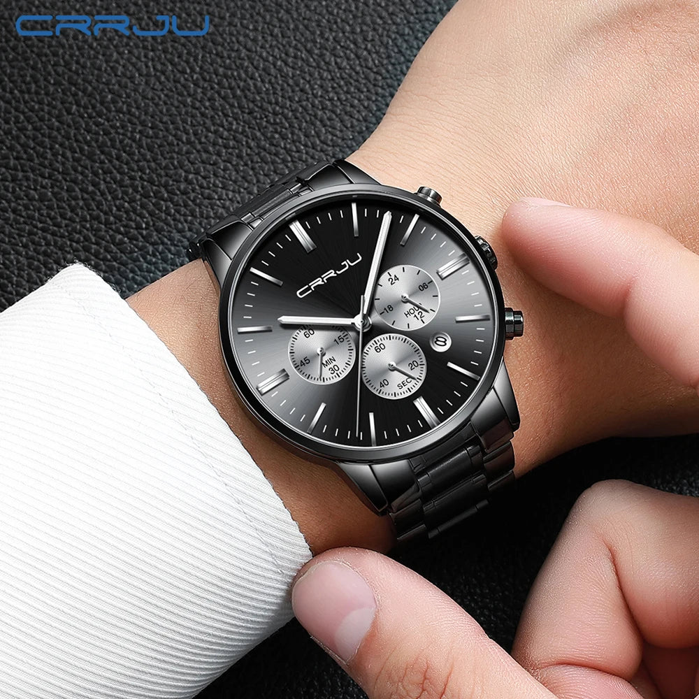 CRRJU Watch Men Fashion Sport Quartz clock