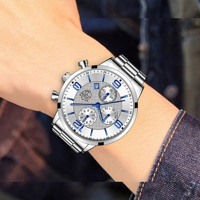 DEYROS Luxury Business Men Watch Stainless Steel