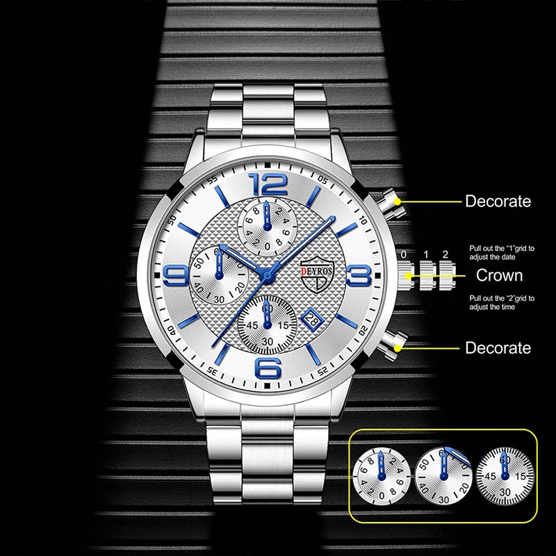 DEYROS Luxury Business Men Watch Stainless Steel
