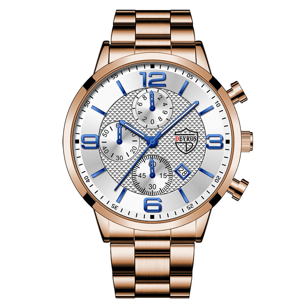 DEYROS Luxury Business Men Watch Stainless Steel
