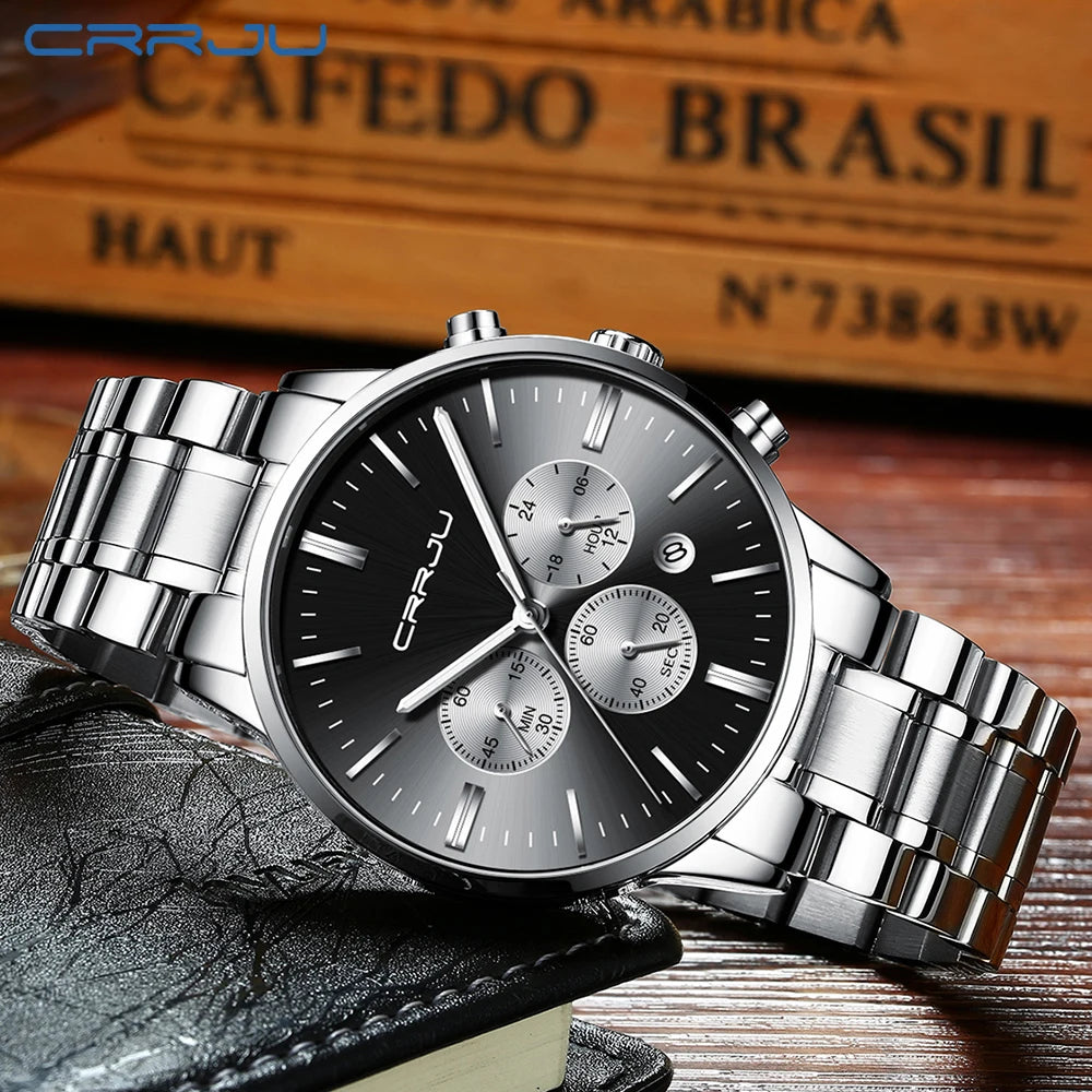CRRJU Watch Men Fashion Sport Quartz clock