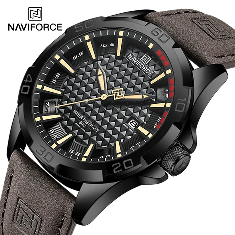 NAVIFORCE Men Casual Sport Military Business Leather Waterproof