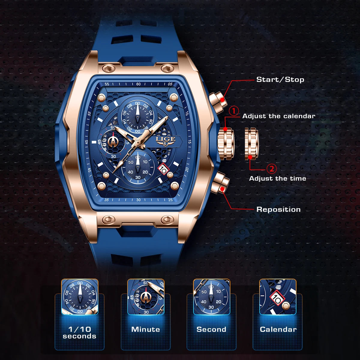 LIGE Men Watch Luxury