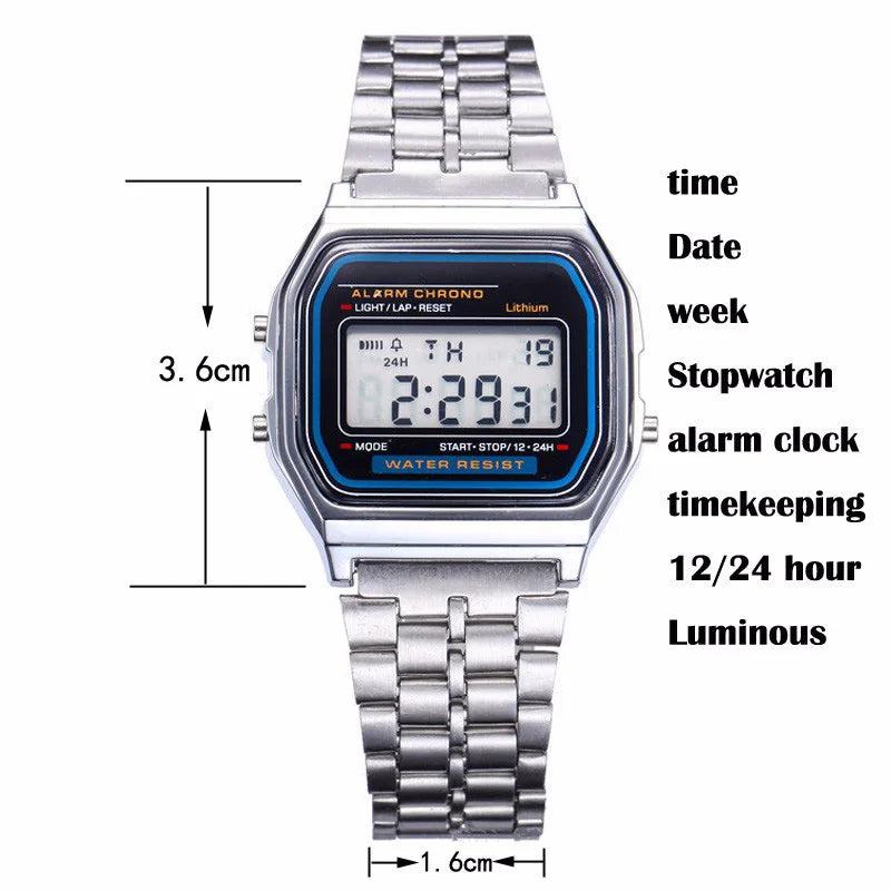 Digital Watch For Men Sports Waterproof Bracelet Clock Gold Electronice LED