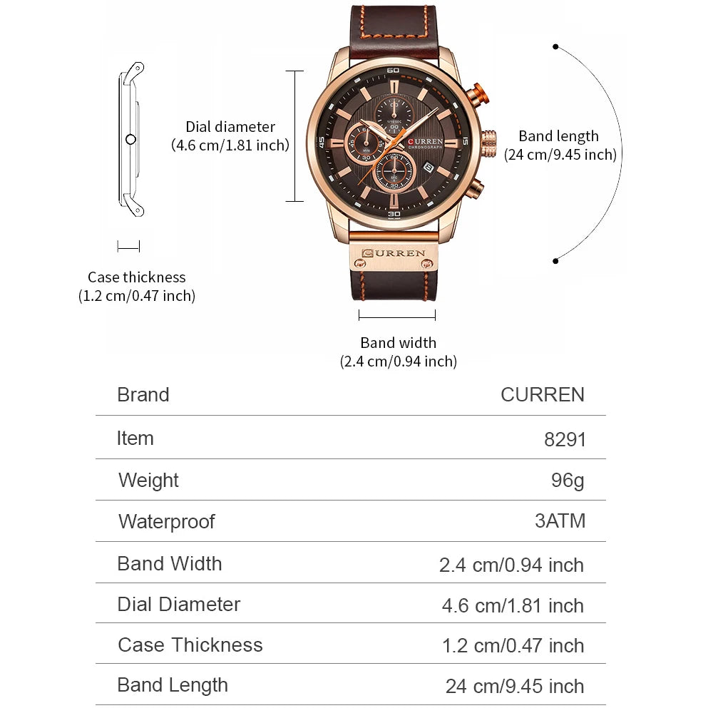 CURREN Fashion Date Quartz Men Watch Top Brand Luxury
