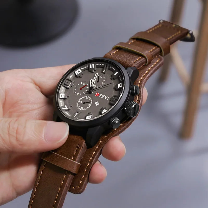 Retro Men's Watches High-end Luxury PU Leather Strap