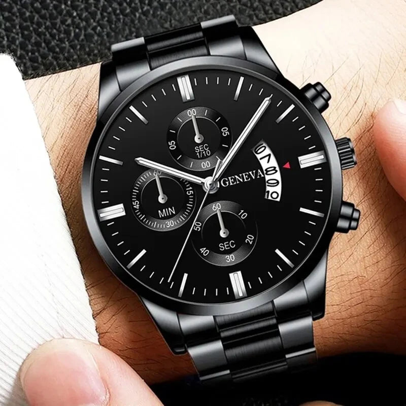 GENEVA Black Stainless Steel Quartz