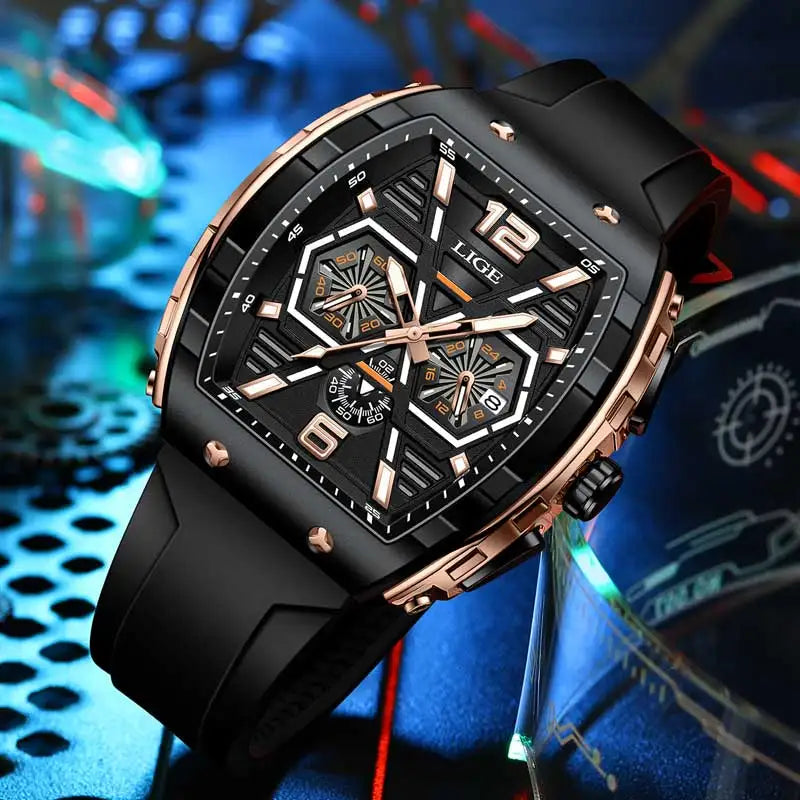 LIGE Men Watch Luxury Waterproof Quartz