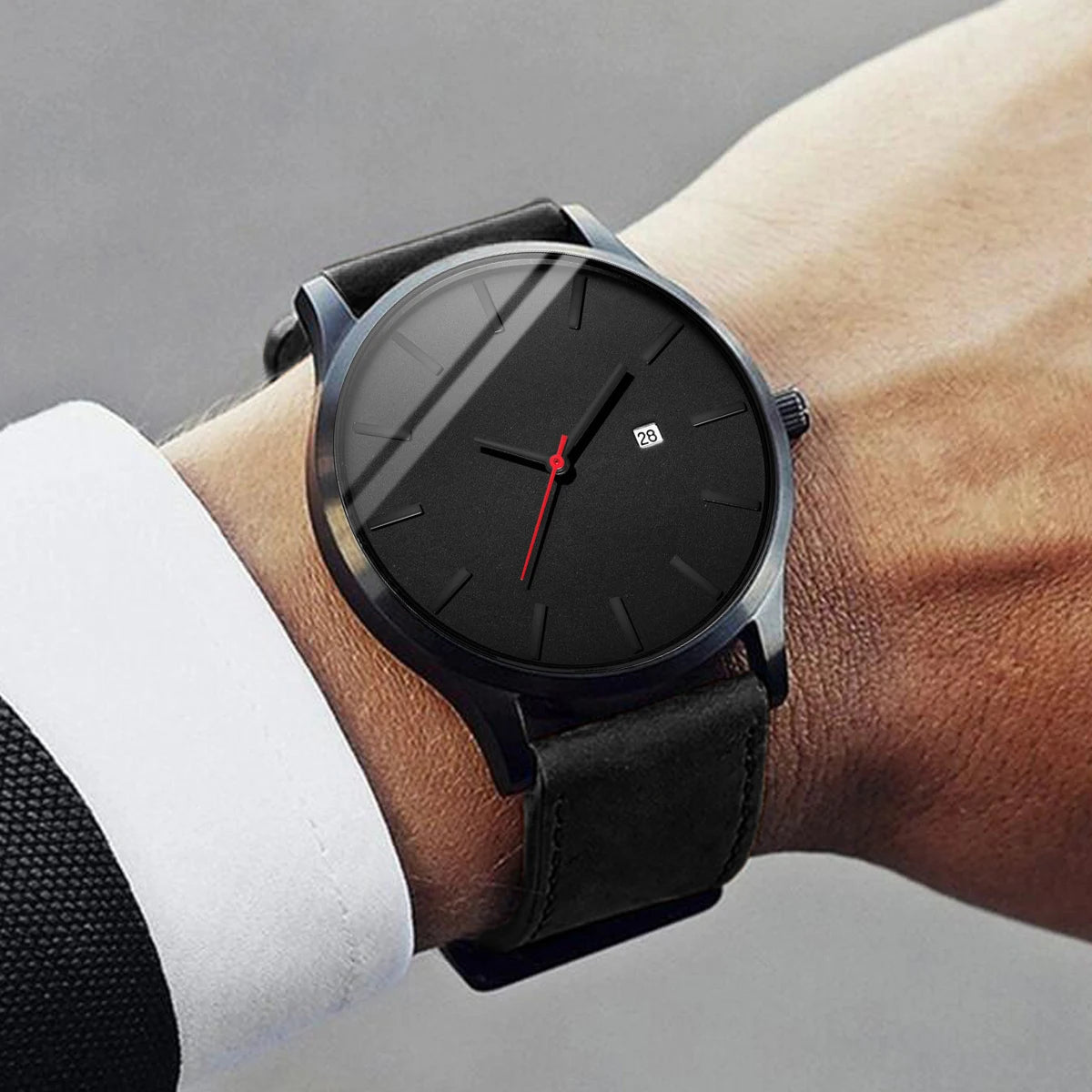 Fashion Sport Watch Men's Calendar Leather Strap Quartz
