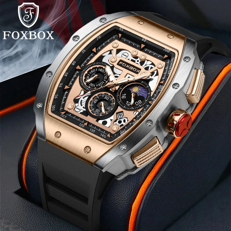 LIGE Men Watch Foxbox Brand Luxury Waterproof Quartz Silicone Clock