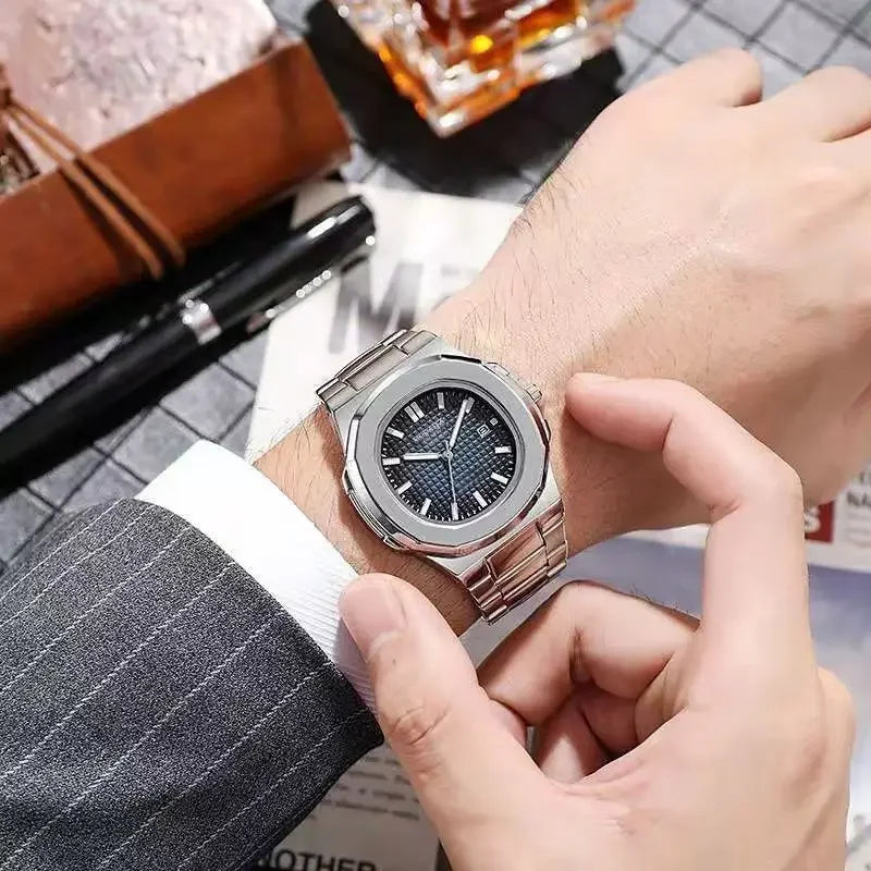 Luxury Men Quartz Watch Automatic Date Stainless Steel