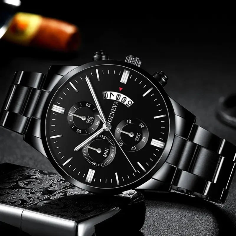 GENEVA Black Stainless Steel Quartz