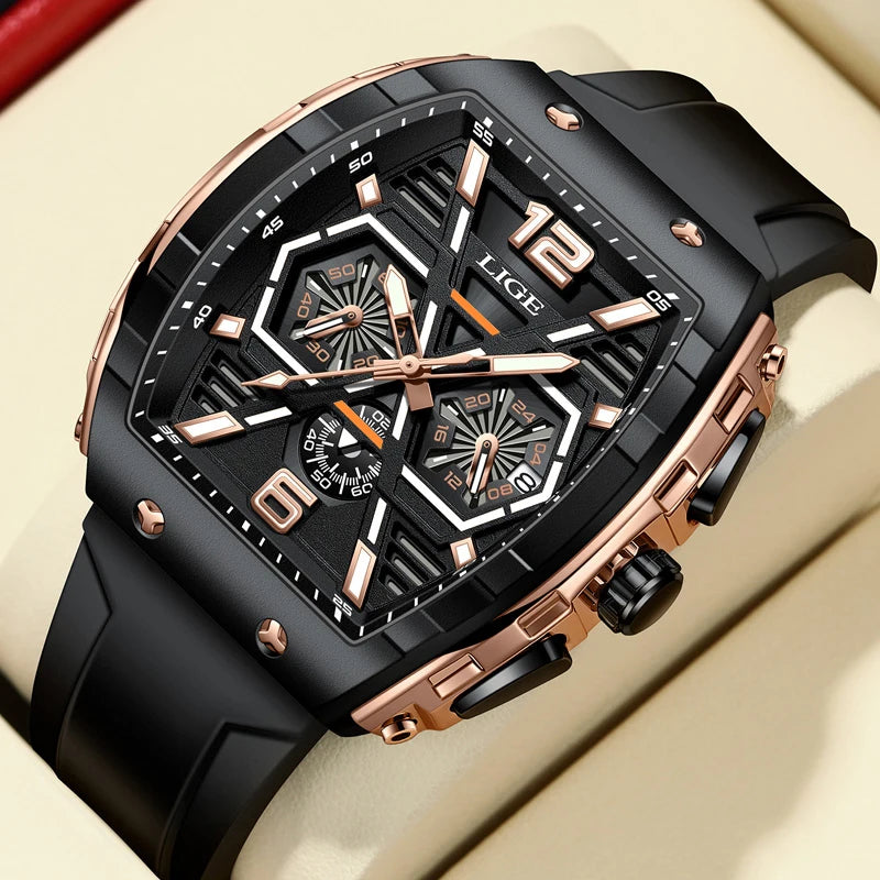 LIGE Men Watch Luxury Waterproof Quartz