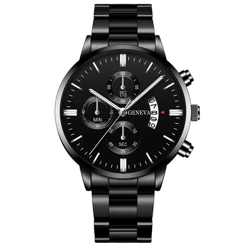 GENEVA Black Stainless Steel Quartz