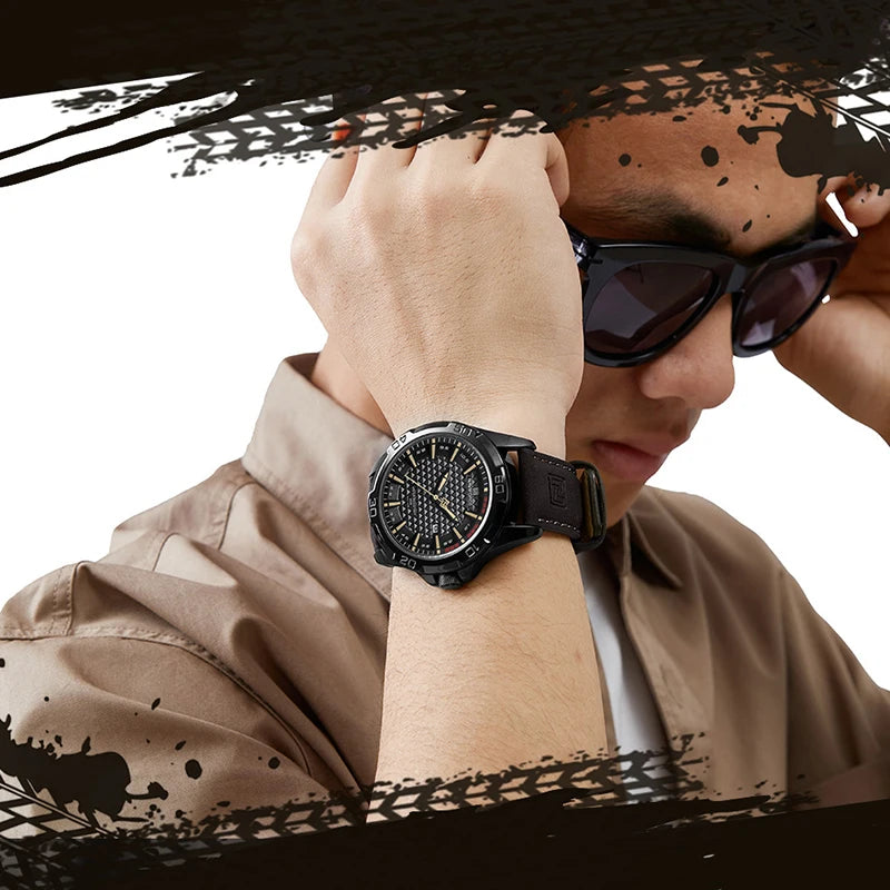 NAVIFORCE Men Casual Sport Military Business Leather Waterproof