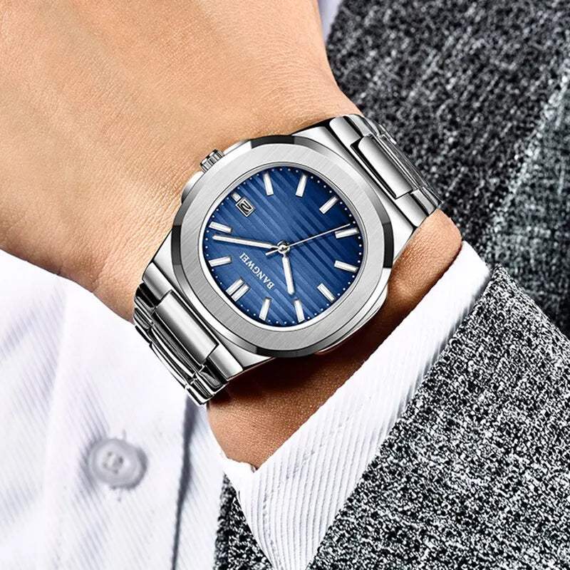 BANGWEI 30M Waterproof Automatic Date Watch Stainless Steel