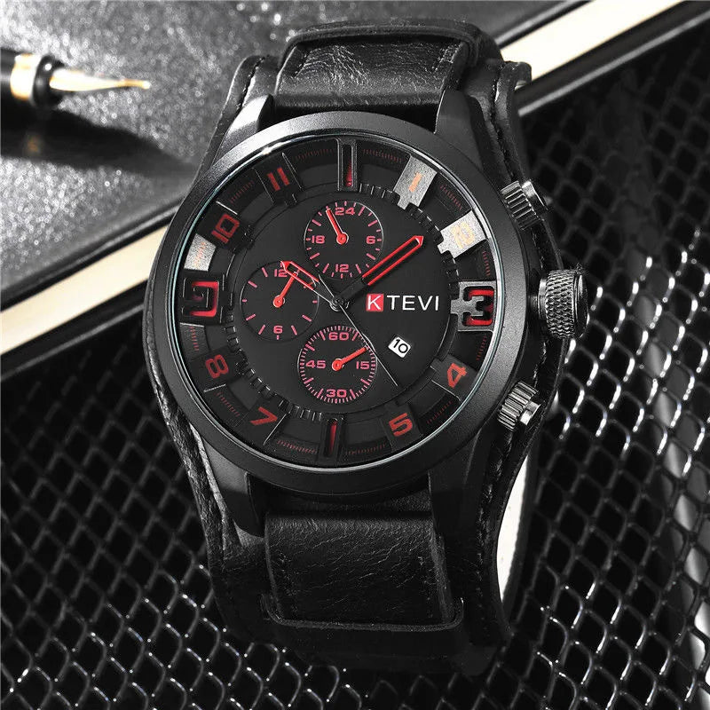 Retro Men's Watches High-end Luxury PU Leather Strap