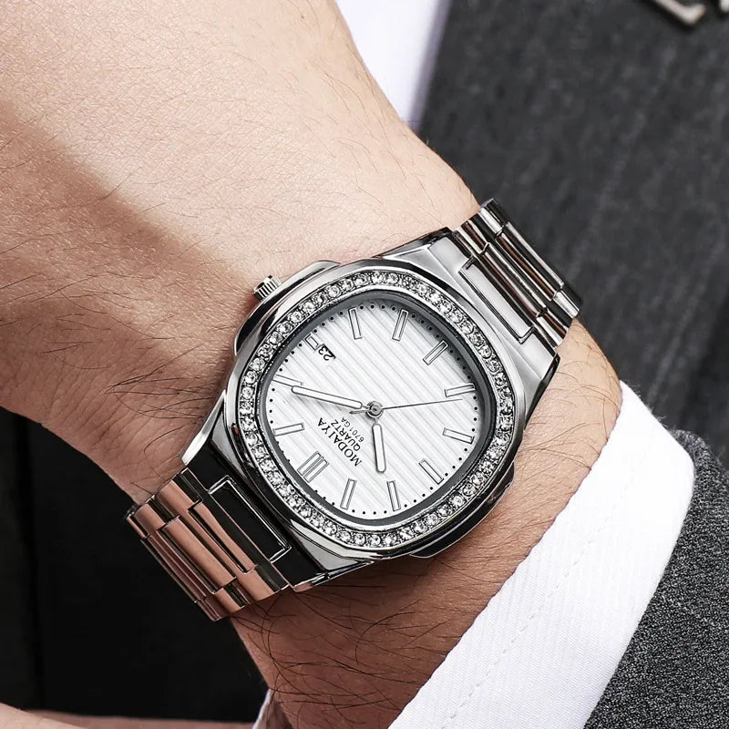 Luxury Men Quartz Watch Automatic Date Stainless Steel