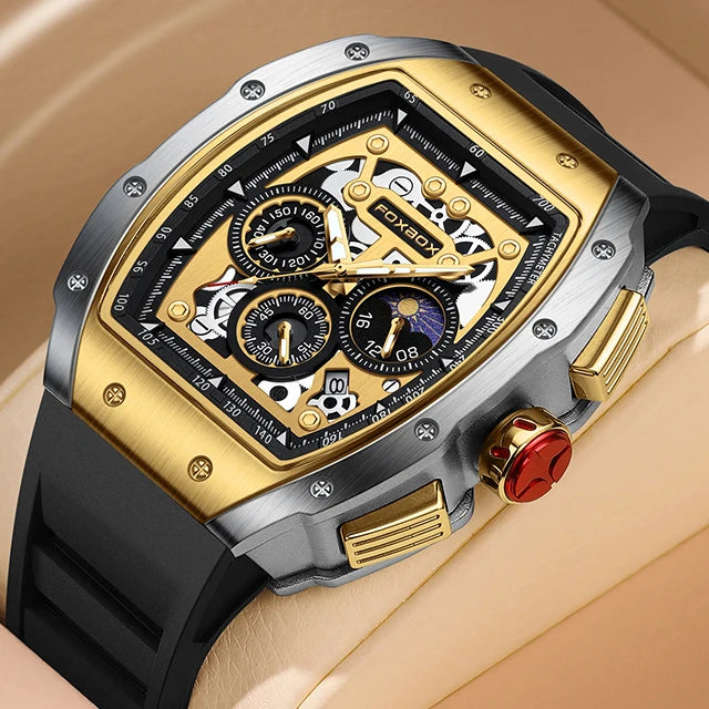 LIGE Men Watch Foxbox Brand Luxury Waterproof Quartz Silicone Clock