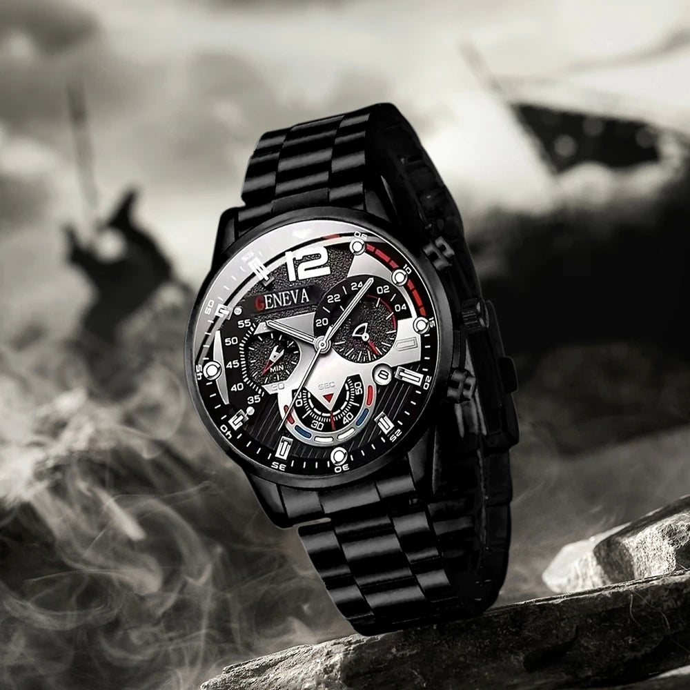 GENEVA Black Stainless Steel Quartz