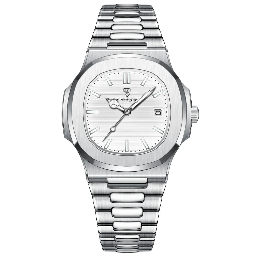 POEDAGAR Square Luxury Men Wristwatch Waterproof Luminous Date