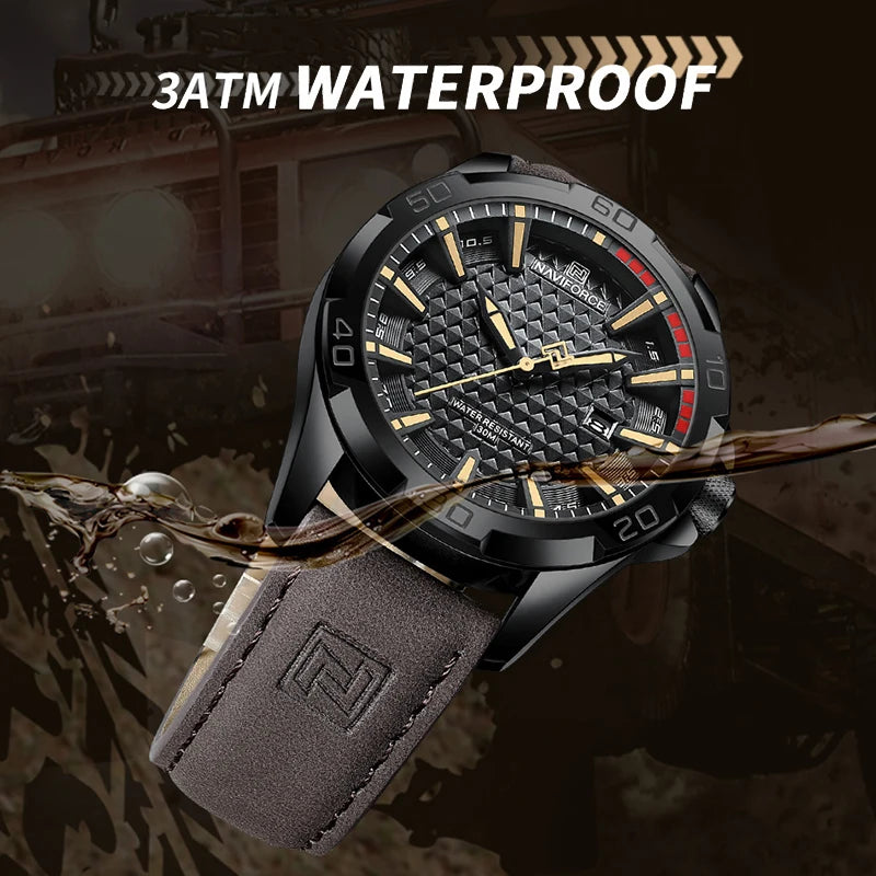 NAVIFORCE Men Casual Sport Military Business Leather Waterproof