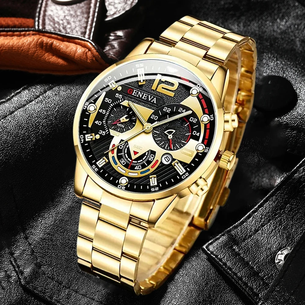 GENEVA Black Stainless Steel Quartz