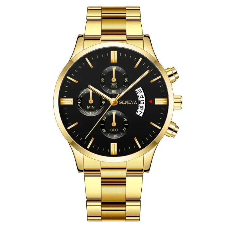 GENEVA Luxury Silver Stainless Steel Quartz Business Watch