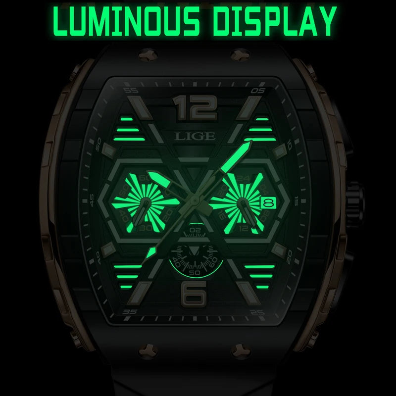 LIGE Men Watch Luxury Waterproof Quartz