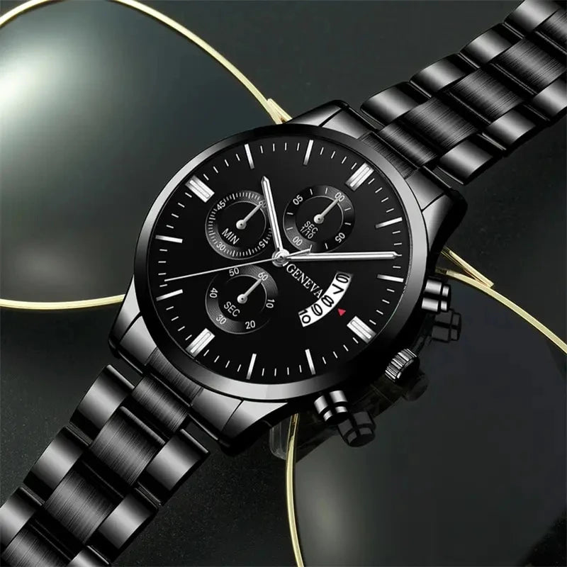 GENEVA Black Stainless Steel Quartz