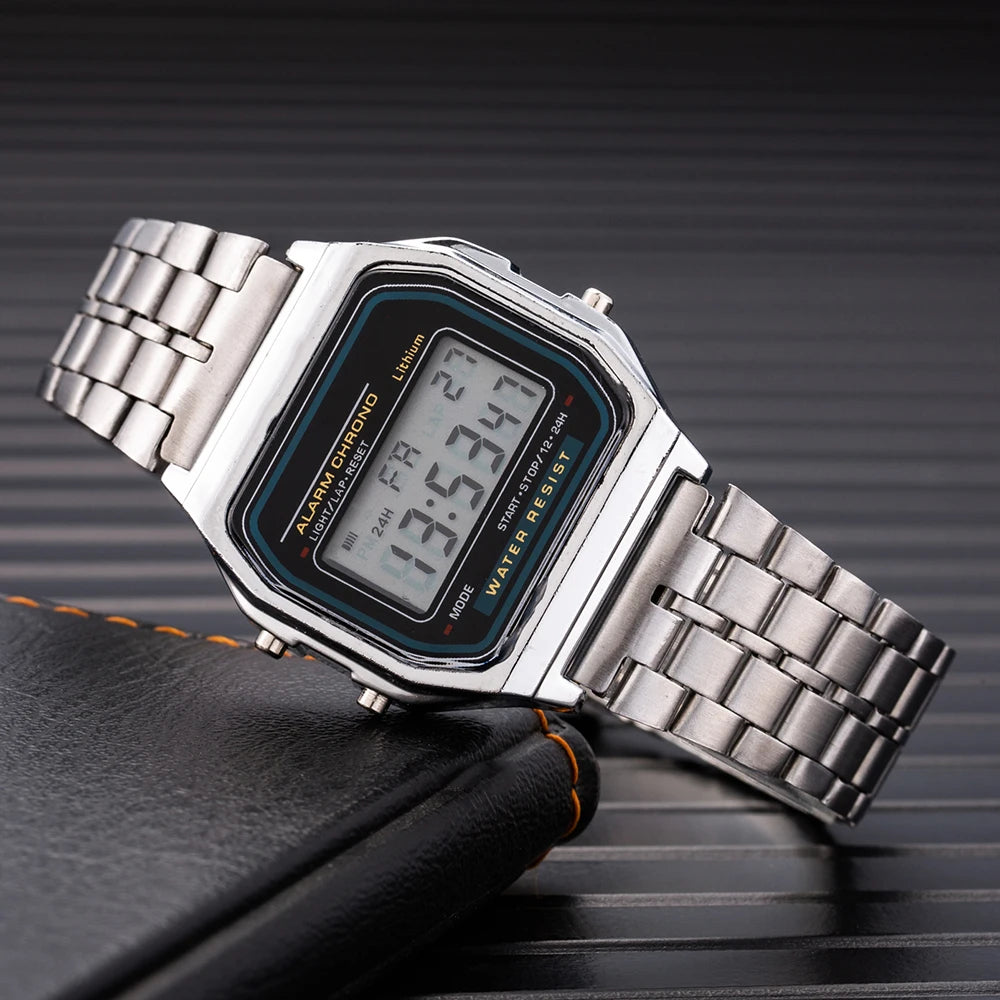 Digital Watch For Men Sports Waterproof Bracelet Clock Gold Electronice LED