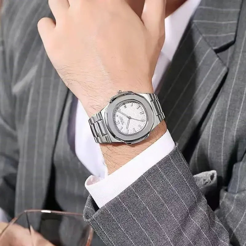 Luxury Men Quartz Watch Automatic Date Stainless Steel