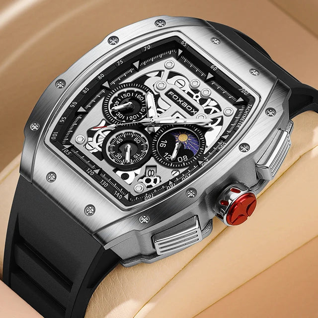 LIGE Men Watch Foxbox Brand Luxury Waterproof Quartz Silicone Clock