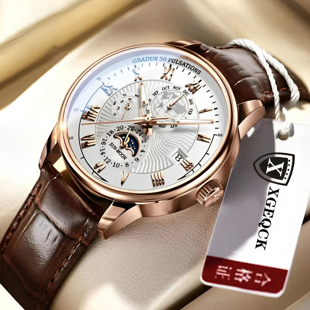 Luxury Sport Men's Wristwatch Waterproof Luminous Leather Date