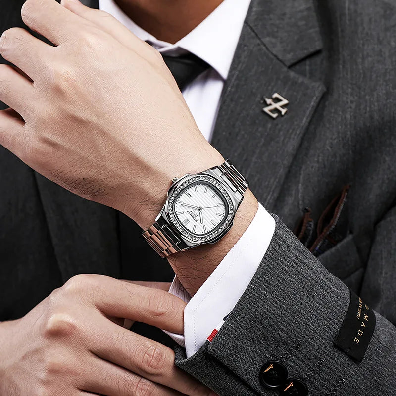 Luxury Men Quartz Watch Automatic Date Stainless Steel