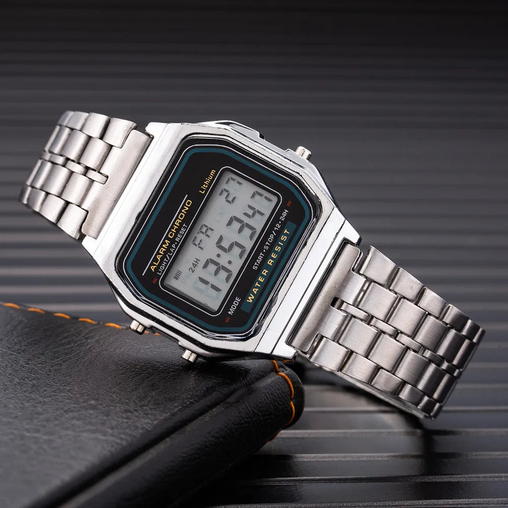 Digital Watch For Men Sports Waterproof Bracelet Clock Gold Electronice LED