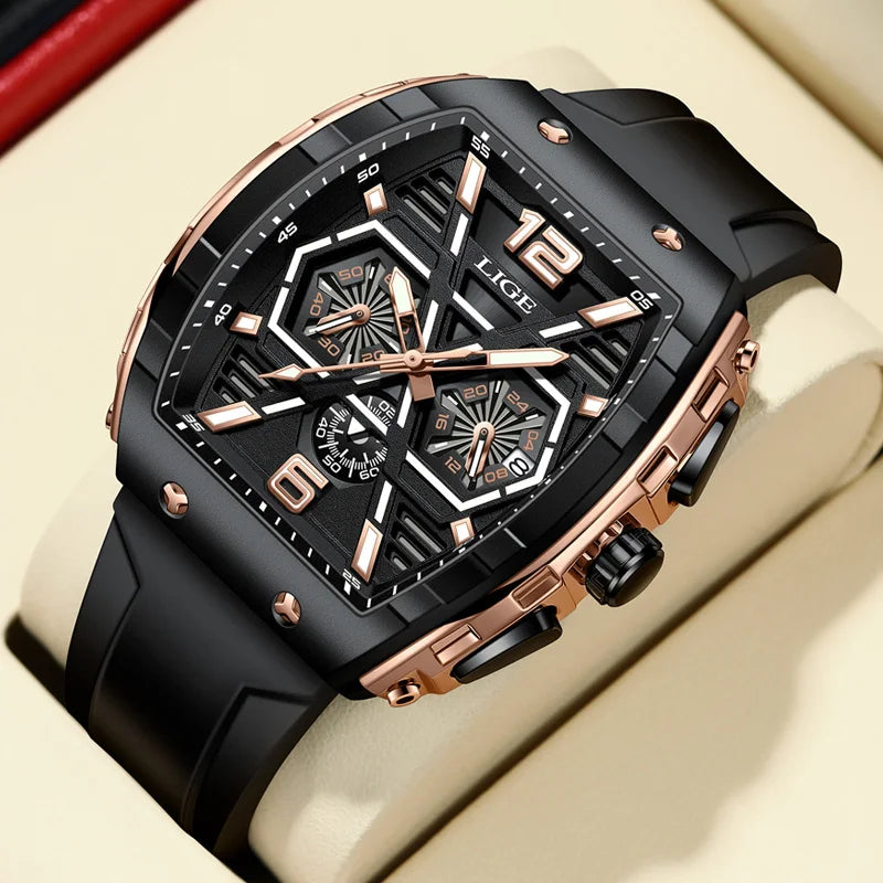 LIGE Men Watch Luxury Waterproof Quartz