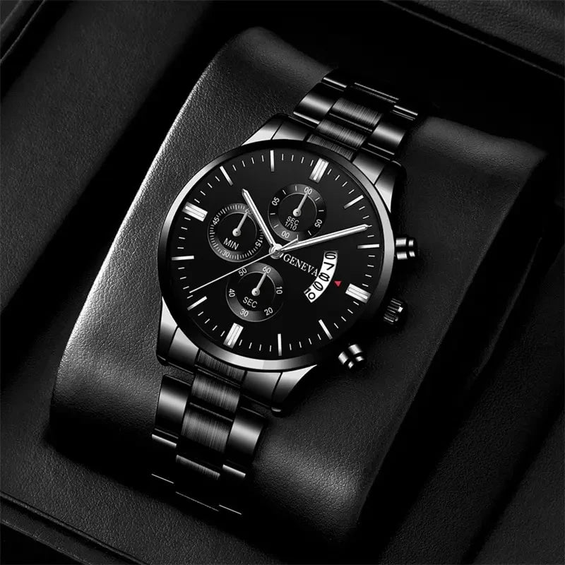 GENEVA Black Stainless Steel Quartz