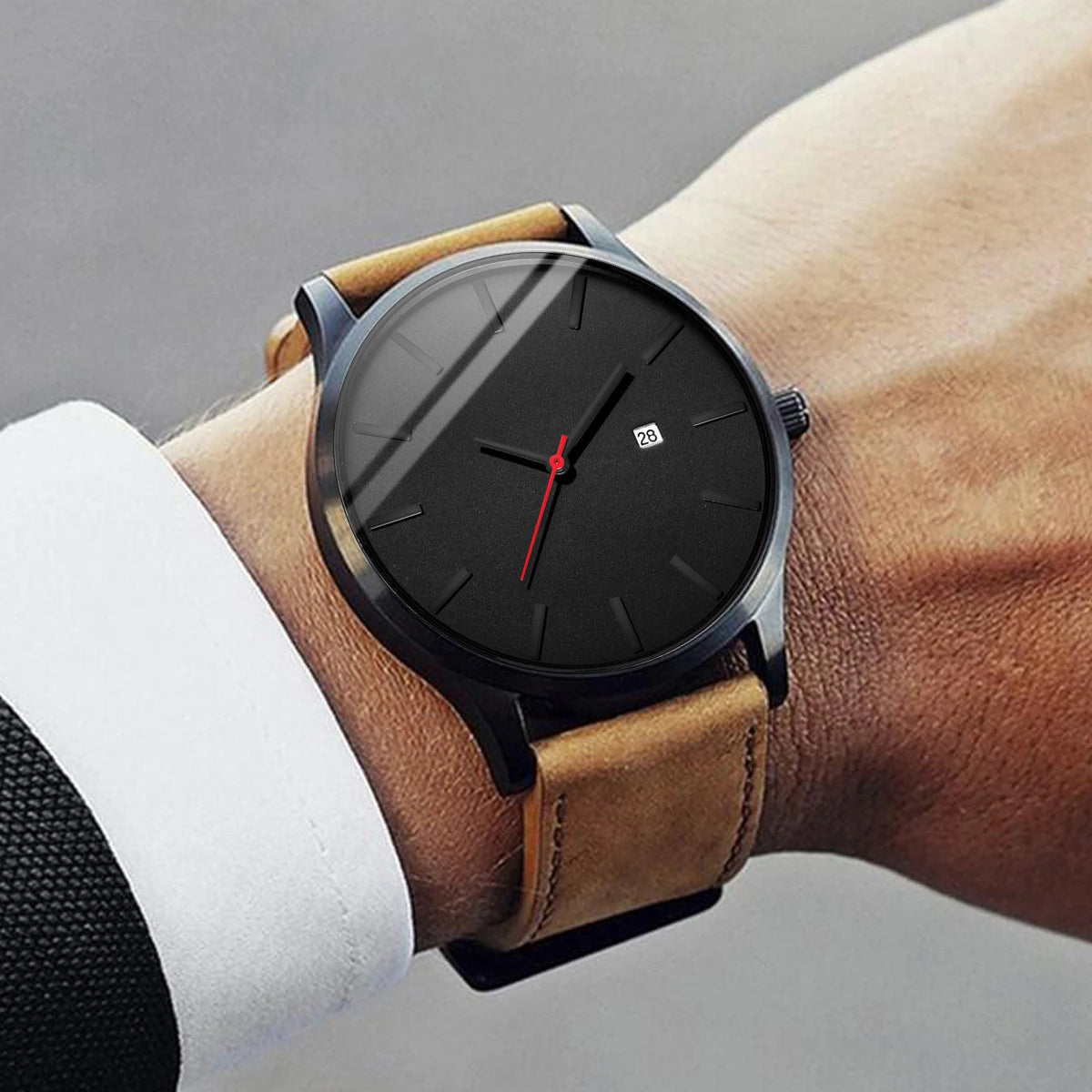 Fashion Sport Watch Men's Calendar Leather Strap Quartz