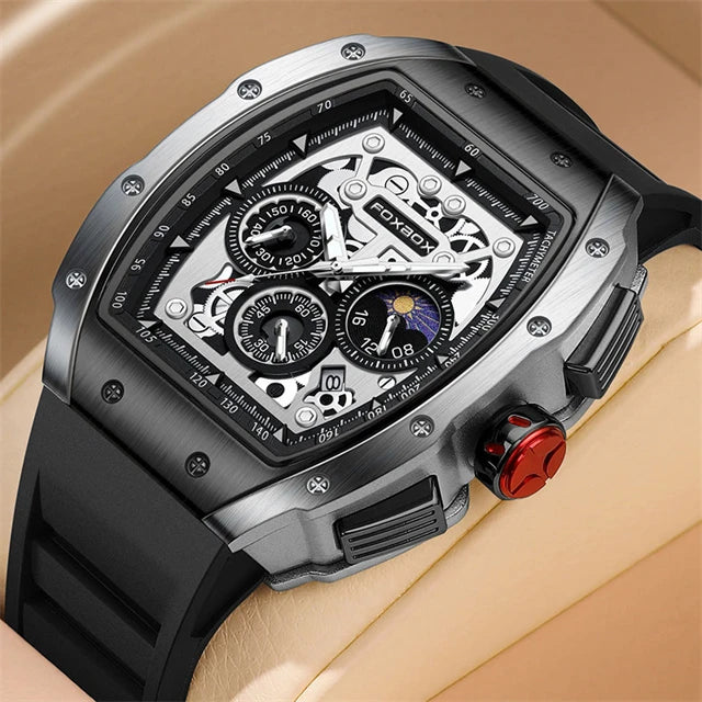 LIGE Men Watch Foxbox Brand Luxury Waterproof Quartz Silicone Clock