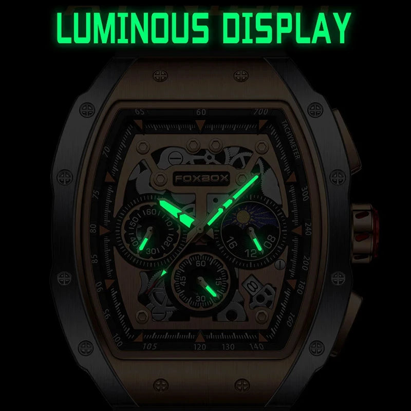 LIGE Men Watch Foxbox Brand Luxury Waterproof Quartz Silicone Clock