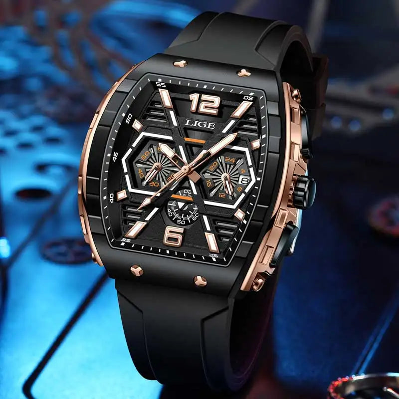 LIGE Men Watch Luxury Waterproof Quartz