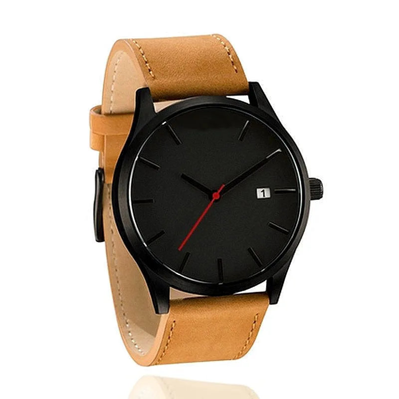 Fashion Sport Watch Men's Calendar Leather Strap Quartz