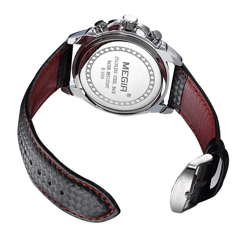 MEGIR Fashion Man's Quartz Analog Wristwatch High Quality Leather