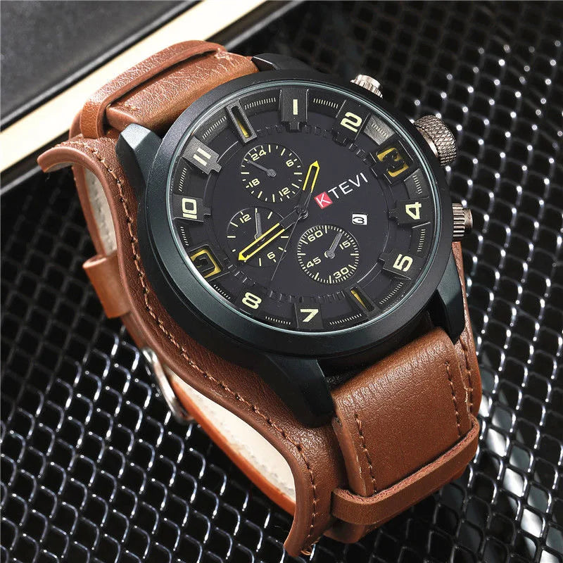 Retro Men's Watches High-end Luxury PU Leather Strap