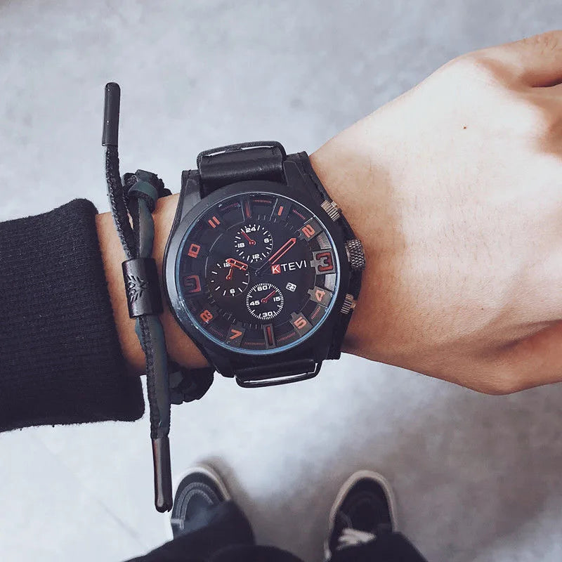 Retro Men's Watches High-end Luxury PU Leather Strap