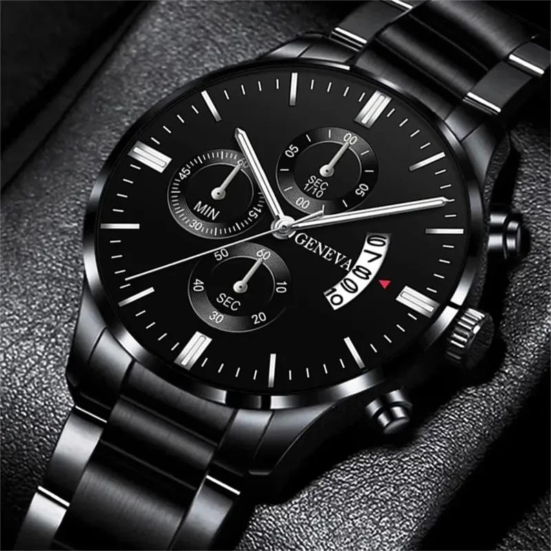 GENEVA Black Stainless Steel Quartz