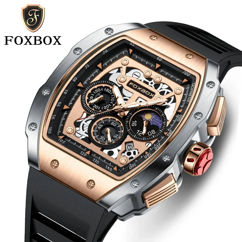 LIGE Men Watch Foxbox Brand Luxury Waterproof Quartz Silicone Clock
